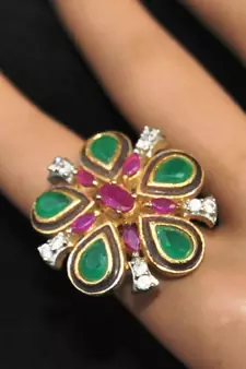 Tricolor Cocktail Ring