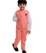 Pink plain cotton silk boys-suit