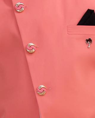 Pink plain cotton silk boys-suit 5