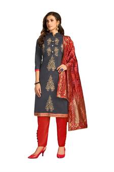 Grey embroidered cotton salwar