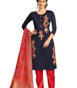 Blue embroidered cotton salwar