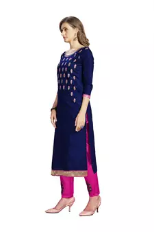 Blue embroidered cotton salwar