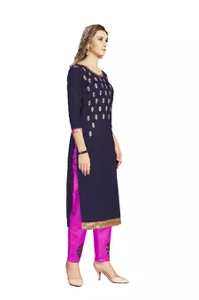 Blue embroidered cotton salwar