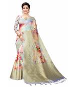 Multicolor Printed Cotton Poly Saree With Blouse