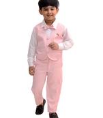 Pink plain cotton silk boys-suit