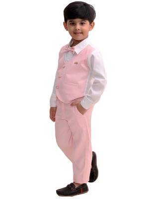 Pink plain cotton silk boys-suit 3