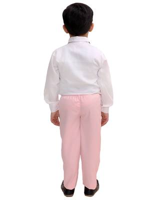 Pink plain cotton silk boys-suit 4