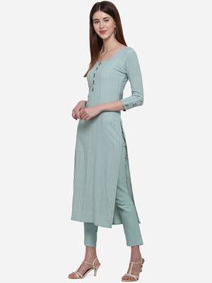 Aqua-blue plain viscose ethnic-kurtis 2