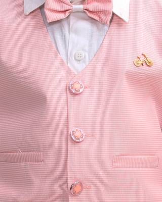 Pink plain cotton silk boys-suit 5
