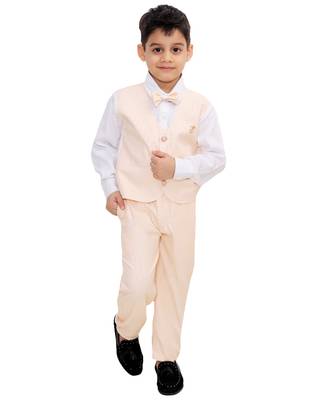 Fawn plain cotton silk boys-suit 1