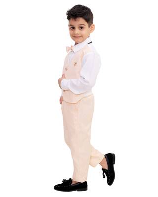 Fawn plain cotton silk boys-suit 3