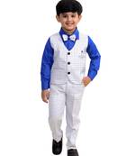 Blue plain cotton silk boys-suit