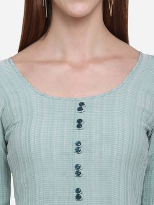 Aqua-blue plain viscose ethnic-kurtis 4