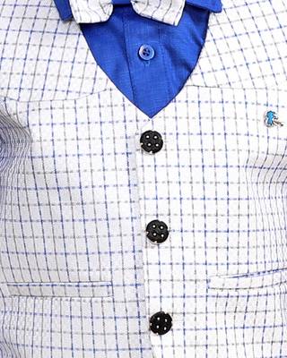 Blue plain cotton silk boys-suit 5