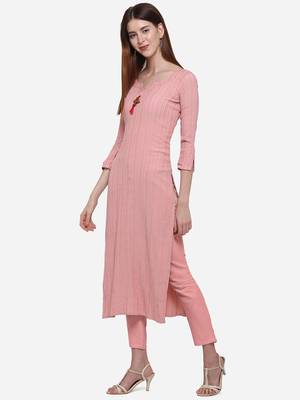 Peach plain viscose ethnic-kurtis 2