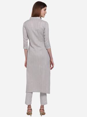 Grey plain cotton ethnic-kurtis 3