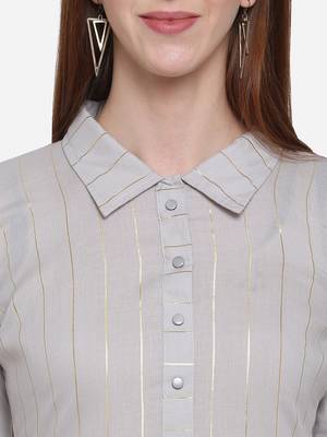 Grey plain cotton ethnic-kurtis 4