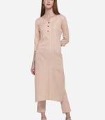Cream plain cotton ethnic-kurtis