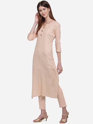 Cream plain cotton ethnic-kurtis 2