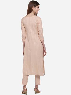 Cream plain cotton ethnic-kurtis 3