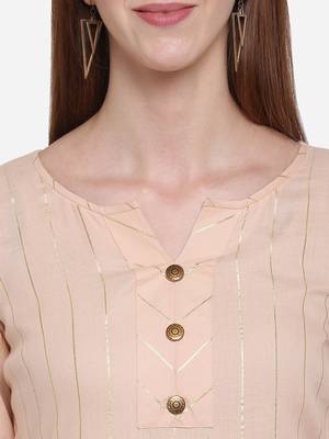Cream plain cotton ethnic-kurtis 4