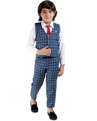 Green plain cotton silk boys-suit 1