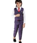 Blue plain cotton silk boys-suit