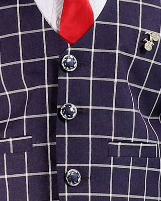 Purple plain cotton silk boys-suit 5
