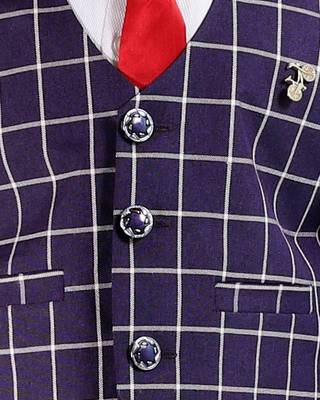 Blue plain cotton silk boys-suit 5