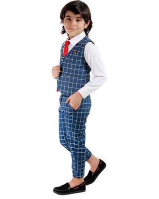 Green plain cotton silk boys-suit 3