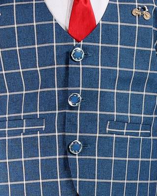 Green plain cotton silk boys-suit 5