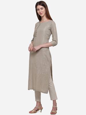 Grey plain cotton ethnic-kurtis 2