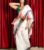 White woven cotton saree with blouse