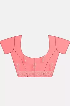 Ada Hand Embroidered Carrot Pink Faux Georgette Lucknow Chikan Women Saree With Blouse - A204484