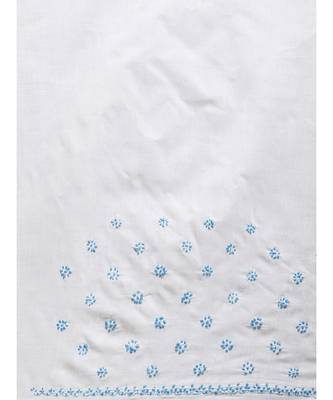 Ada Hand Embroidered White Cotton Lucknowi Chikankari Women Saree with Blouse - A100204 4
