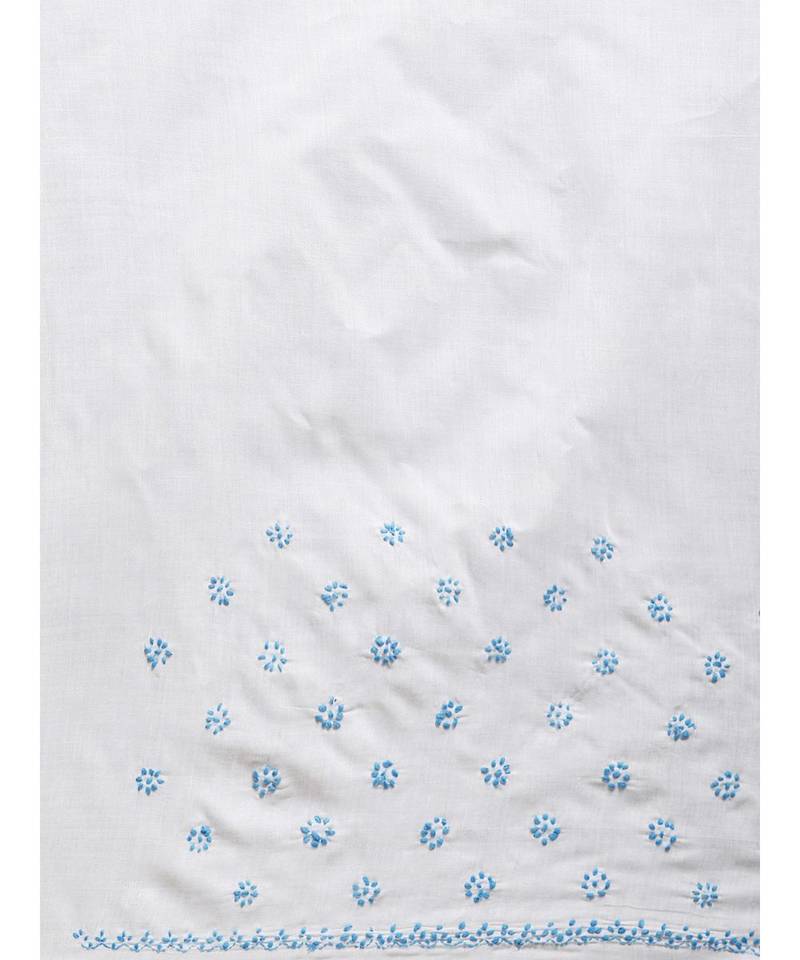 Ada Hand Embroidered White Cotton Lucknowi Chikankari Women Saree with Blouse - A100204