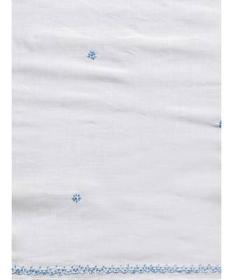 Ada Hand Embroidered White Cotton Lucknowi Chikankari Women Saree with Blouse - A100204 5
