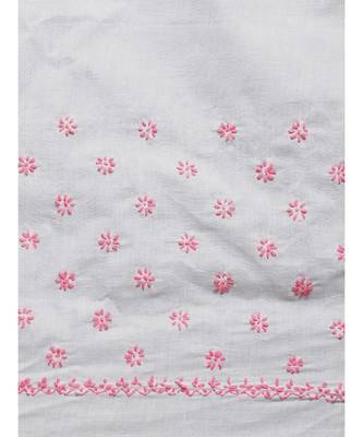 Ada Hand Embroidered White Cotton Lucknowi Chikan Women Saree with Blouse - A100220 4