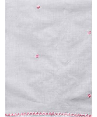 Ada Hand Embroidered White Cotton Lucknowi Chikan Women Saree with Blouse - A100220 5
