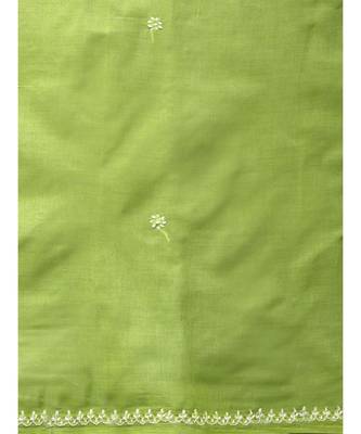 Ada Women Hand Embroidered Green Cotton Lucknowi Chikankari Saree With Blouse - A346136 3