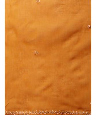 Ada Women Hand Embroidered Mustard Cotton Lucknowi Chikankari Saree With Blouse - A346160 3