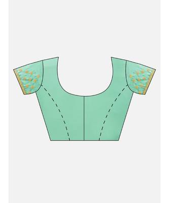 Ada Hand Embroidered Sea Green Faux Georgette Lucknow Chikan Women Saree With Blouse - A100115 5