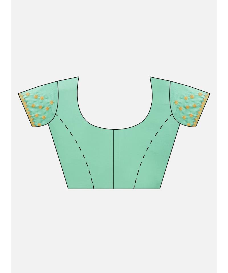 Ada Hand Embroidered Sea Green Faux Georgette Lucknow Chikan Women Saree With Blouse - A100115
