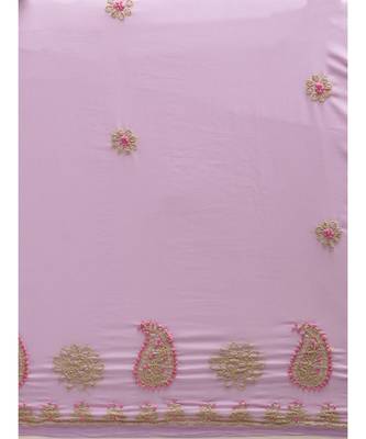 Ada Hand Embroidered Mauve Faux Georgette Lucknow Chikan Women Saree With Blouse - A100214 4