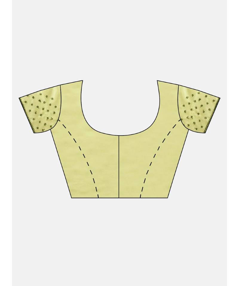 Ada Hand Embroidered Lemon Cotton Lucknow Chikan Women Saree with Blouse - A408730