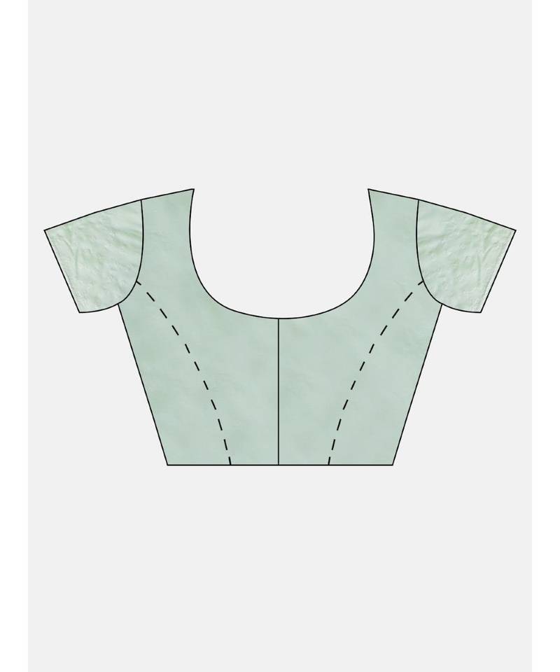 Ada Hand Embroidered Blue Cotton Lucknow Chikan Women Saree With Blouse - A346178