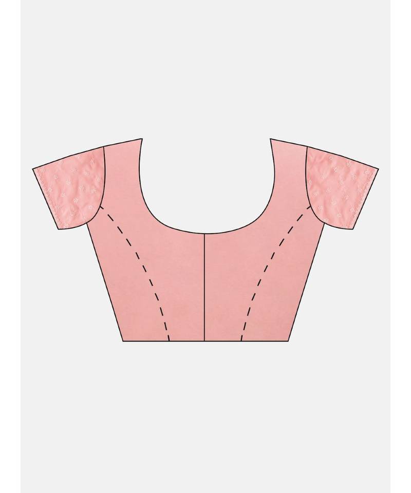 Ada Hand Embroidered Carrot Pink Cotton Lucknow Chikan Saree With Blouse