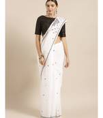 Ada Hand Embroidered Chikankari White Cotton Women Saree with Blouse - A100145