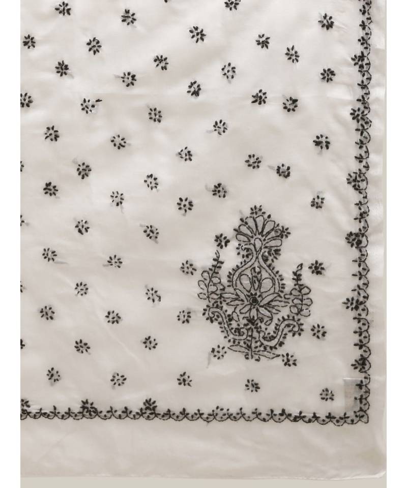 Ada Hand Embroidered Chikankari White Cotton Women Saree with Blouse - A100145