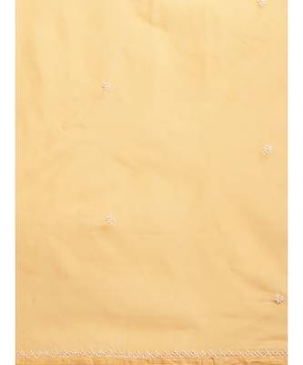 Ada Hand Embroidered Fawn Cotton Lucknow Chikan Women Saree with Blouse - A100133 4